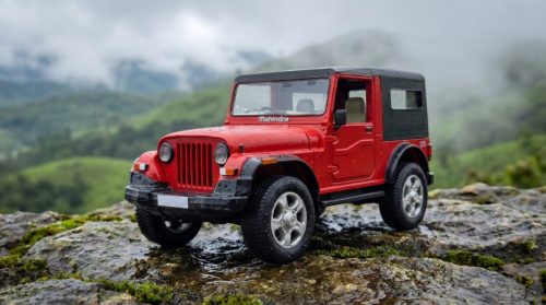 gemini-image-2 photography of ultra realistic macro photo of a 3d printed miniature Mahindra je-0